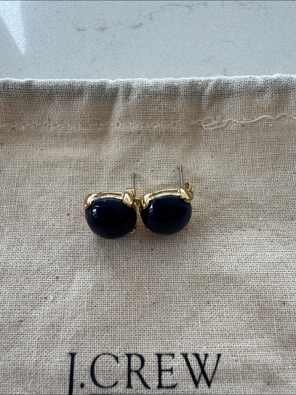J. Crew Navy and Gold Round Stud Earrings NWOT ✨